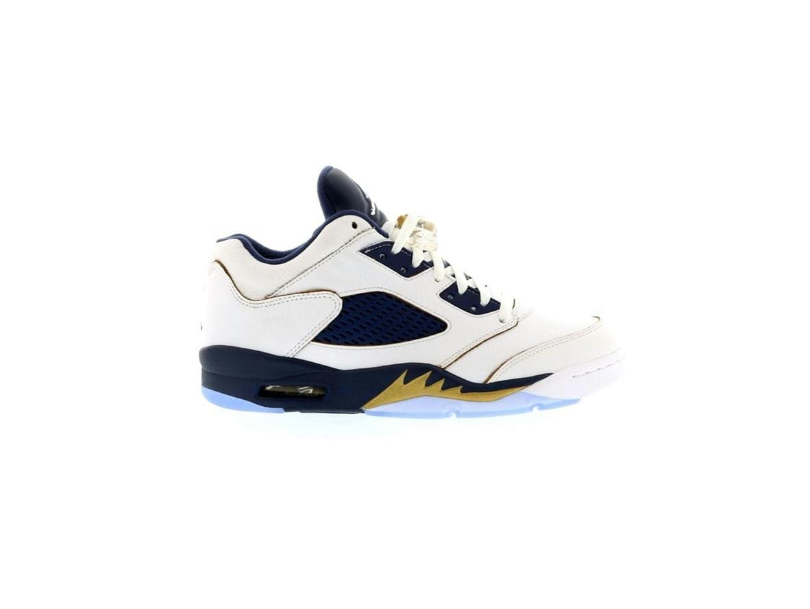 Jordan 5 Retro Low Dunk From Above White Metallic Gold Midnight Navy Shoes | 819171-135 - Image 2