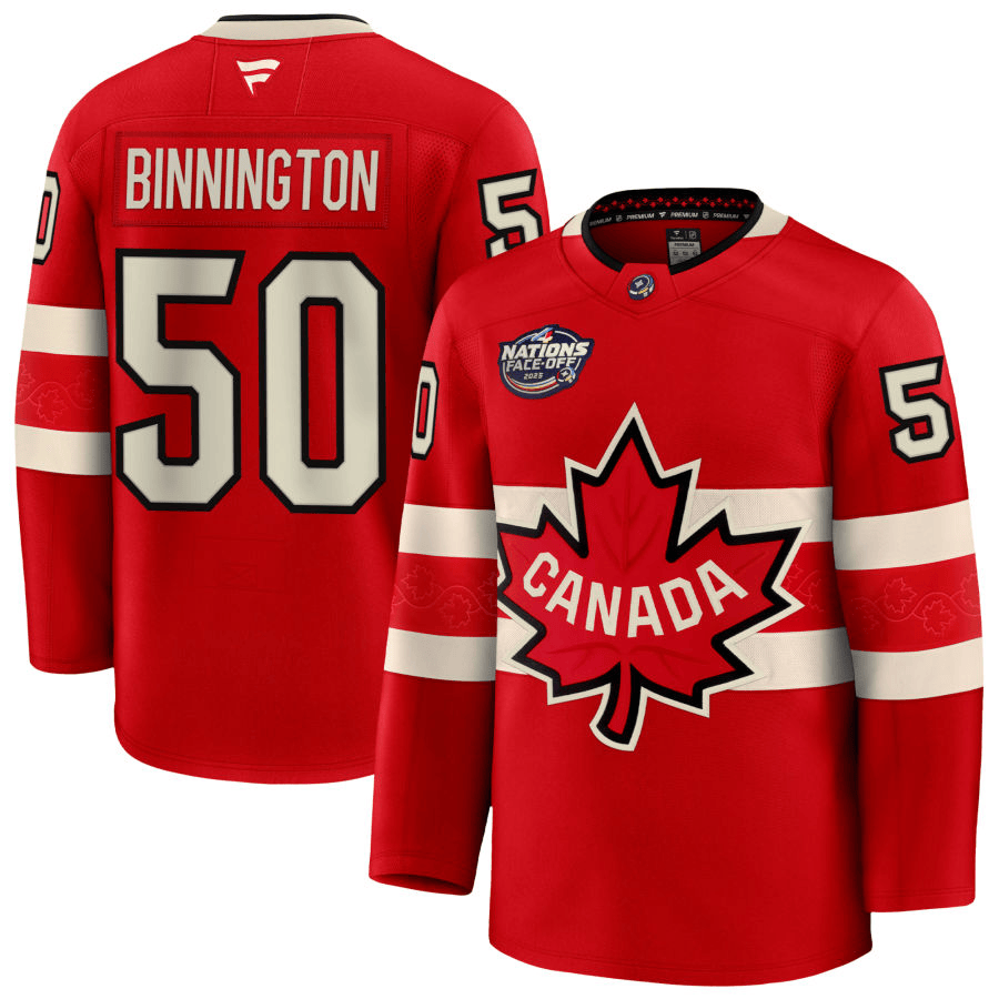 Jordan Binnington Canada 2025 4 Nations Face-Off Premium Red Jersey