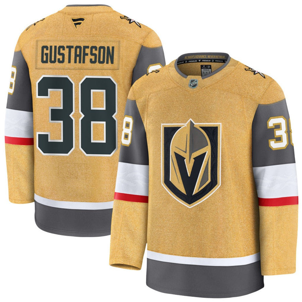 Jordan Gustafson Vegas Golden Knights 2025 Home Premium Jersey - Gold 1 Jordan Gustafson Vegas Golden Knights 2025 Home Premium Jersey - Gold