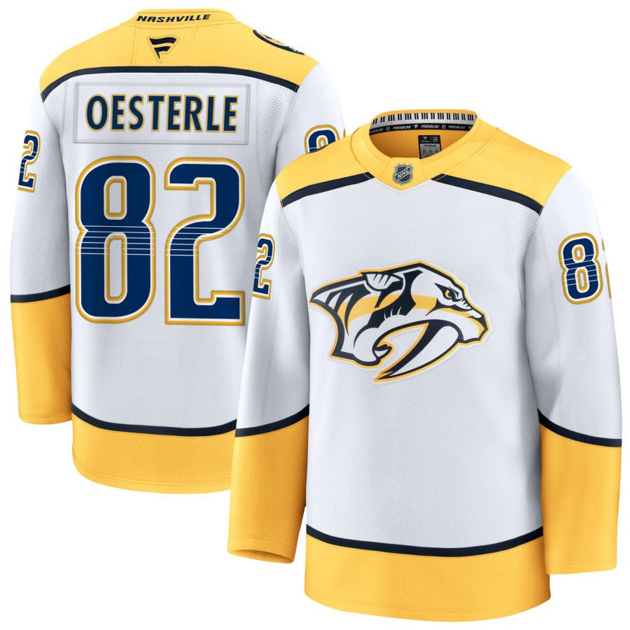 Jordan Oesterle Nashville Predators 2025 Away Jersey - White 1 Jordan Oesterle Nashville Predators 2025 Away Jersey - White