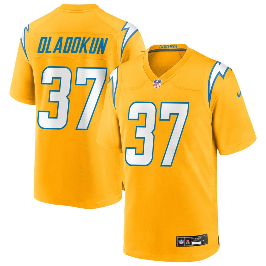 Jordan Oladokun Los Angeles Chargers 2025 Alternate Charger Power Game Jersey - Gold