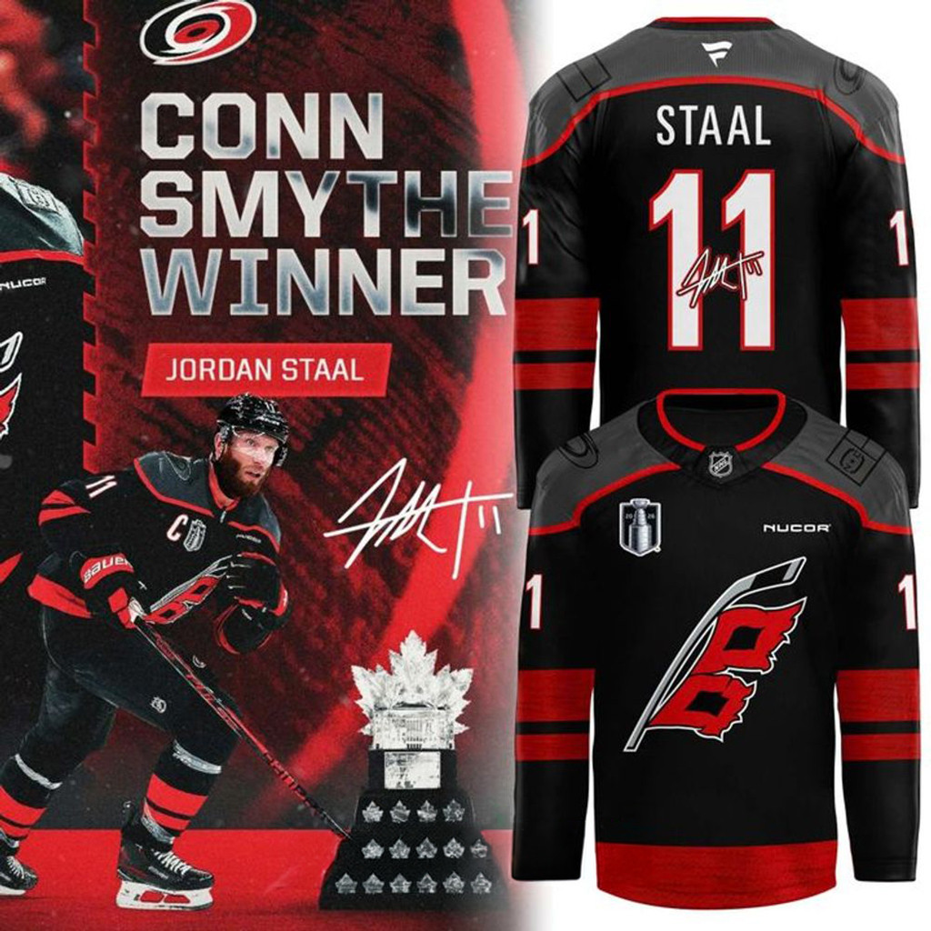 Jordan Staal #11 Carolina Hurricanes 2026 Stanley Cup MVP Hockey Jersey Canes Champions Merch