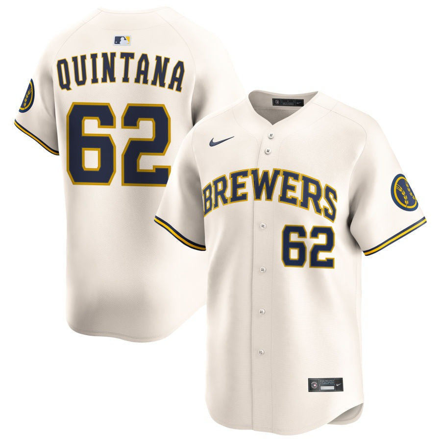 Jose Quintana Milwaukee Brewers 2025 Home Limited Jersey - Cream