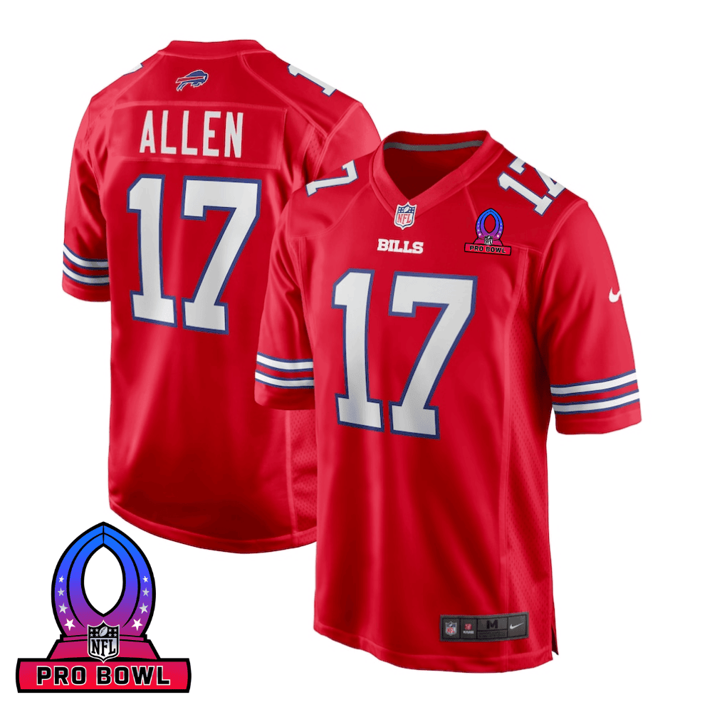 Josh Allen Buffalo Bills 2025 Pro Bowl Patch Alternate Game Men Jersey - Red