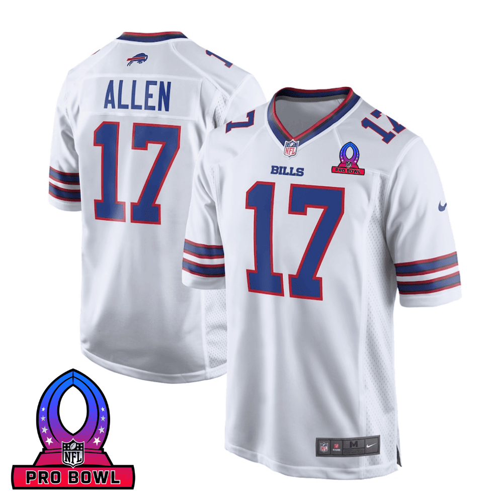 Josh Allen Buffalo Bills 2025 Pro Bowl Patch Game Men Jersey - White
