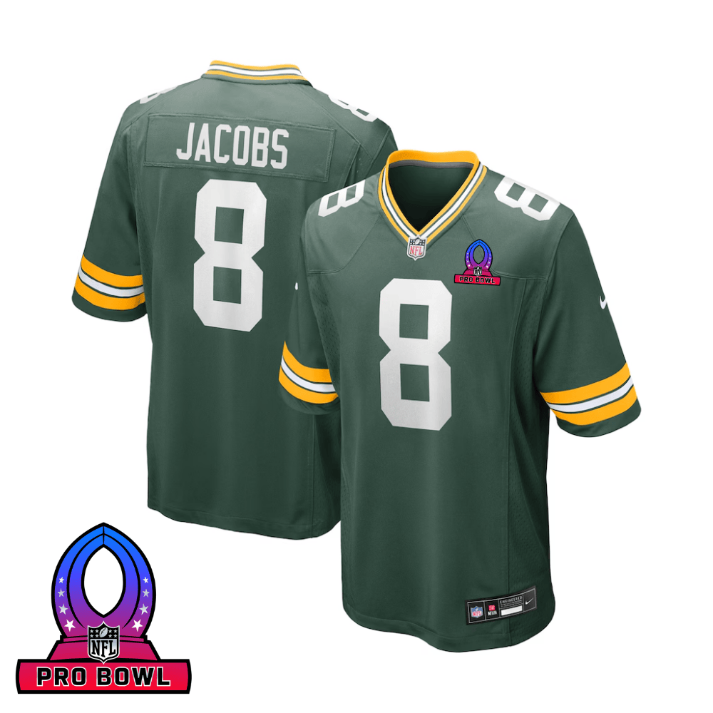 Josh Jacobs Green Bay Packers 2025 Pro Bowl Patch Game Men Jersey - Green