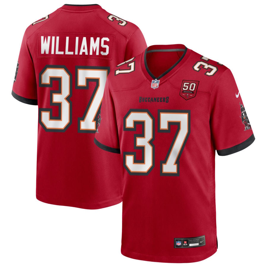 Josh Williams Tampa Bay Buccaneers 2025 50th Season Game Jersey - Red