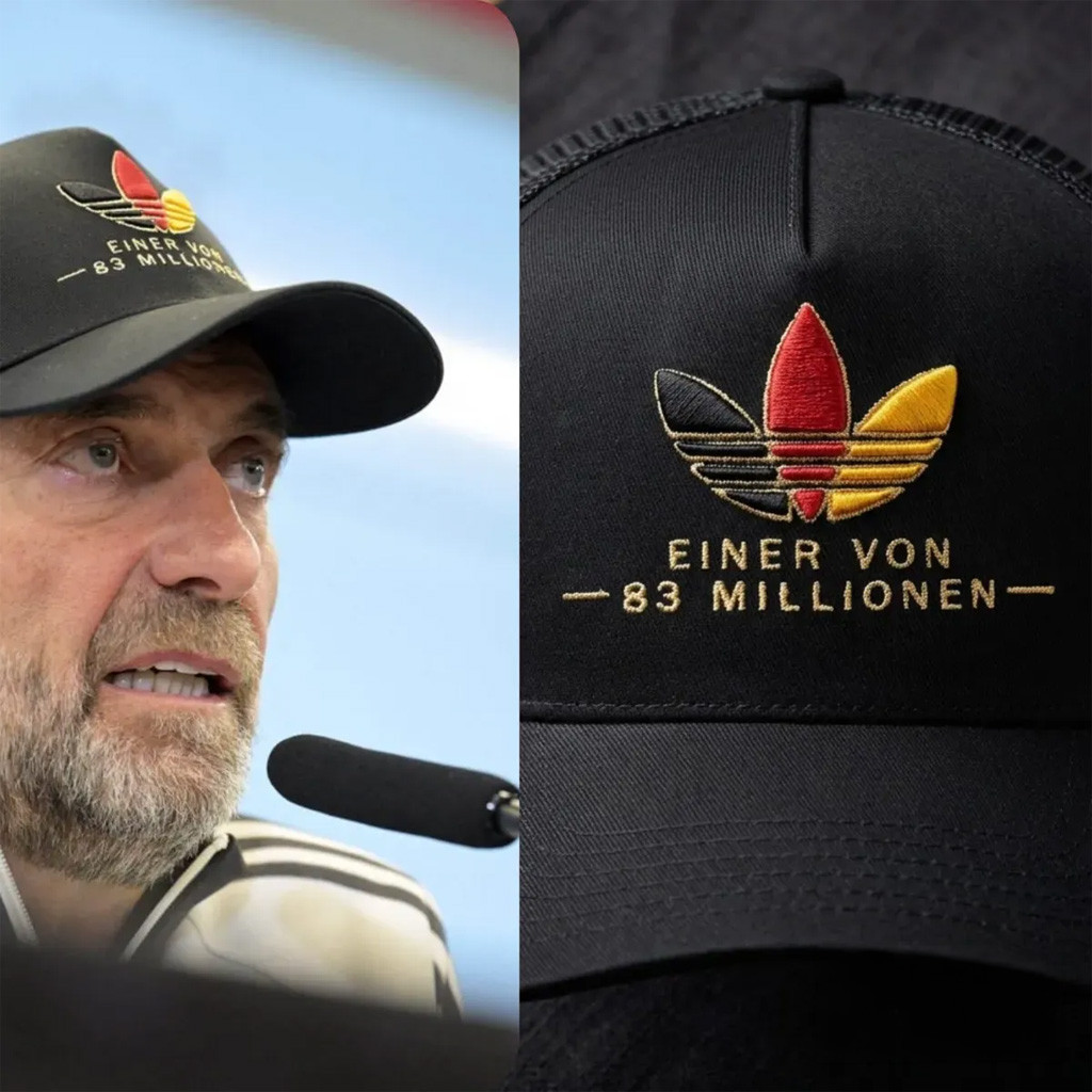 Jurgen Klopp Einer Von 83 Millionen German Flag Logo Embroidered Trucker Hat Jurgen Klopp Merch
