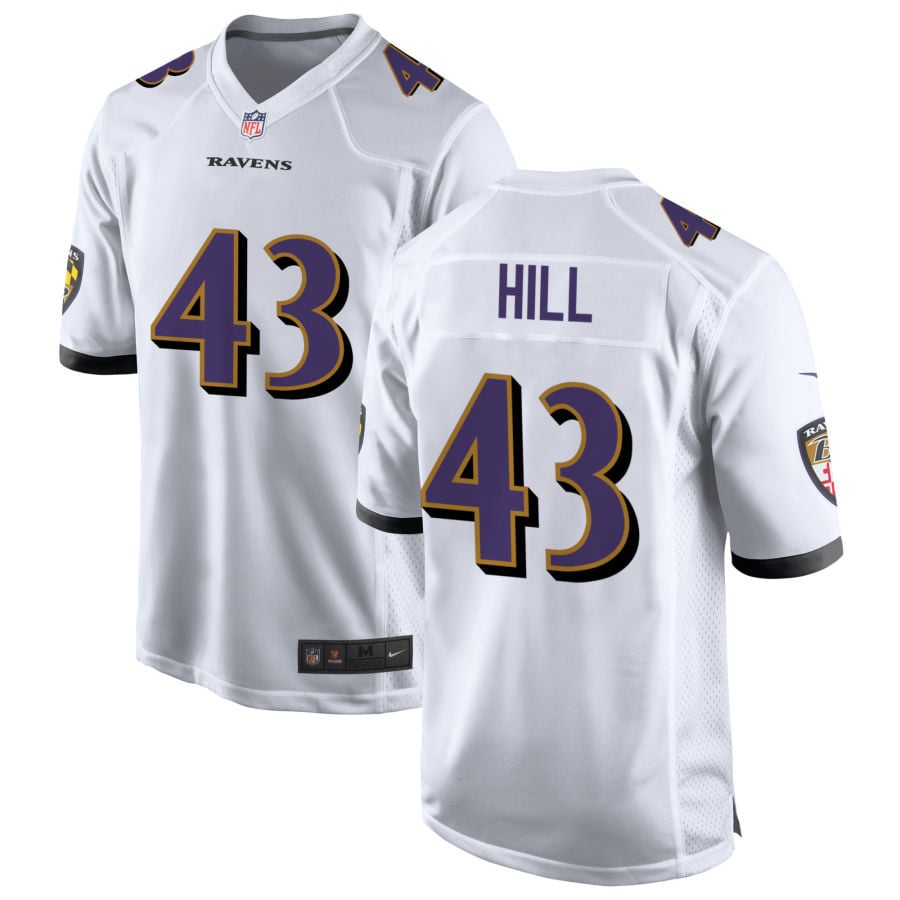 Justice Hill Baltimore Ravens 2025 Game Jersey - White