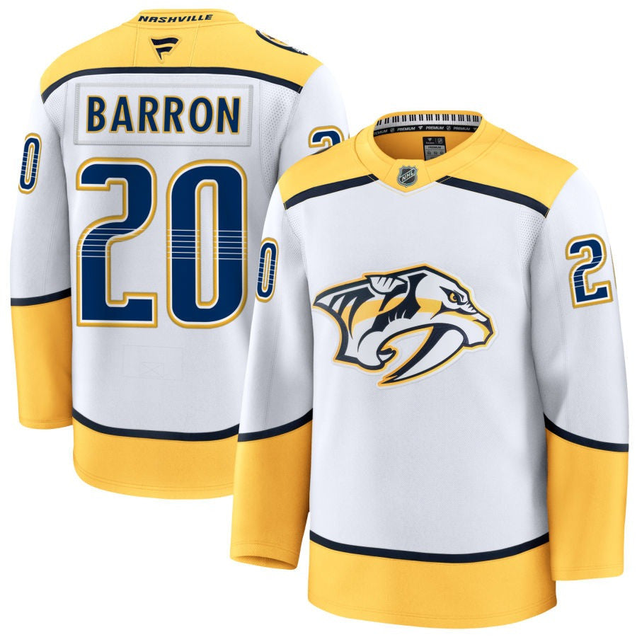 Justin Barron Nashville Predators 2025 Away Jersey - White 1 Justin Barron Nashville Predators 2025 Away Jersey - White