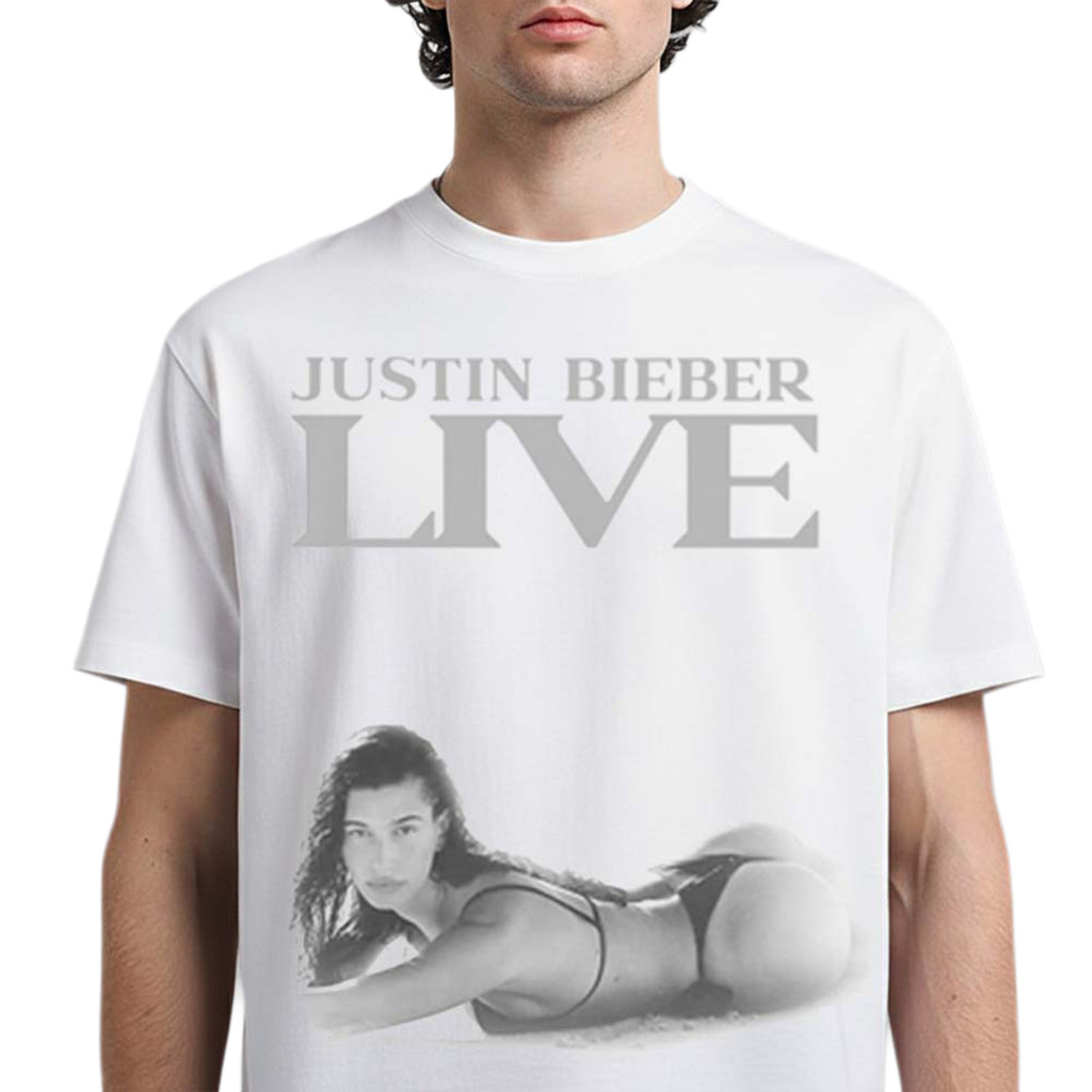 Justin Bieber Coachella 2026 Festival Merch Hailey Bieber Live White T-Shirt Justin Bieber Shirt