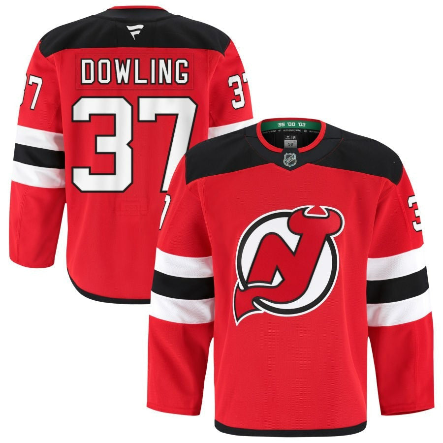 Justin Dowling New Jersey Devils 2025 Home Pro Jersey - Red 1 Justin Dowling New Jersey Devils 2025 Home Pro Jersey - Red