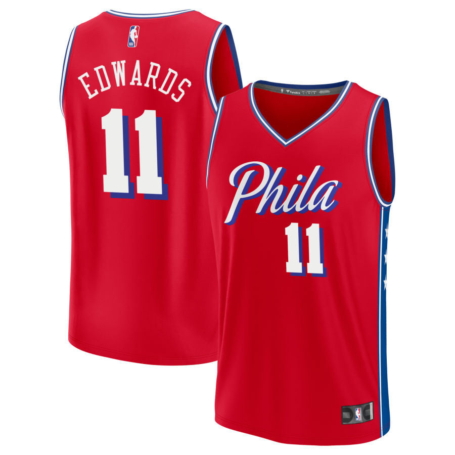 Justin Edwards Philadelphia 76ers 2025 Fast Break Statement Edition Jersey - Red