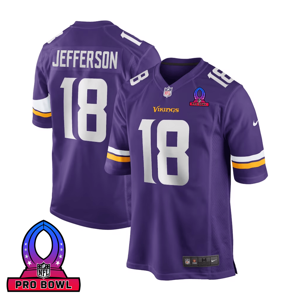Justin Jefferson Baltimore Ravens 2025 Pro Bowl Patch Game Men Jersey - Purple