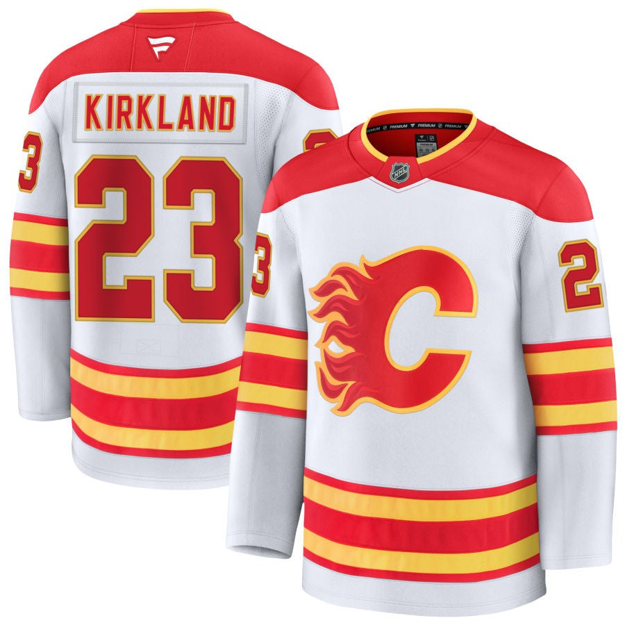 Justin Kirkland Calgary Flames 2025 Away Jersey - White 1 Justin Kirkland Calgary Flames 2025 Away Jersey - White
