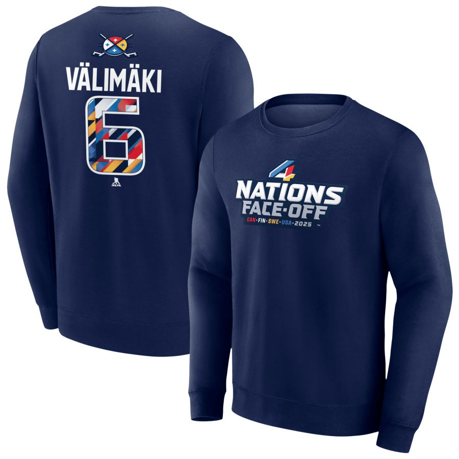 Juuso Vï¿½ï¿½limï¿½ï¿½ki 2025 4 Nations Face-Off Pick-A-Player Pullover Navy Sweatshirt