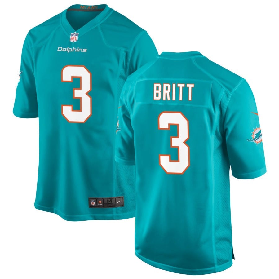 K.J. Britt Miami Dolphins 2025 Game Jersey - Aqua