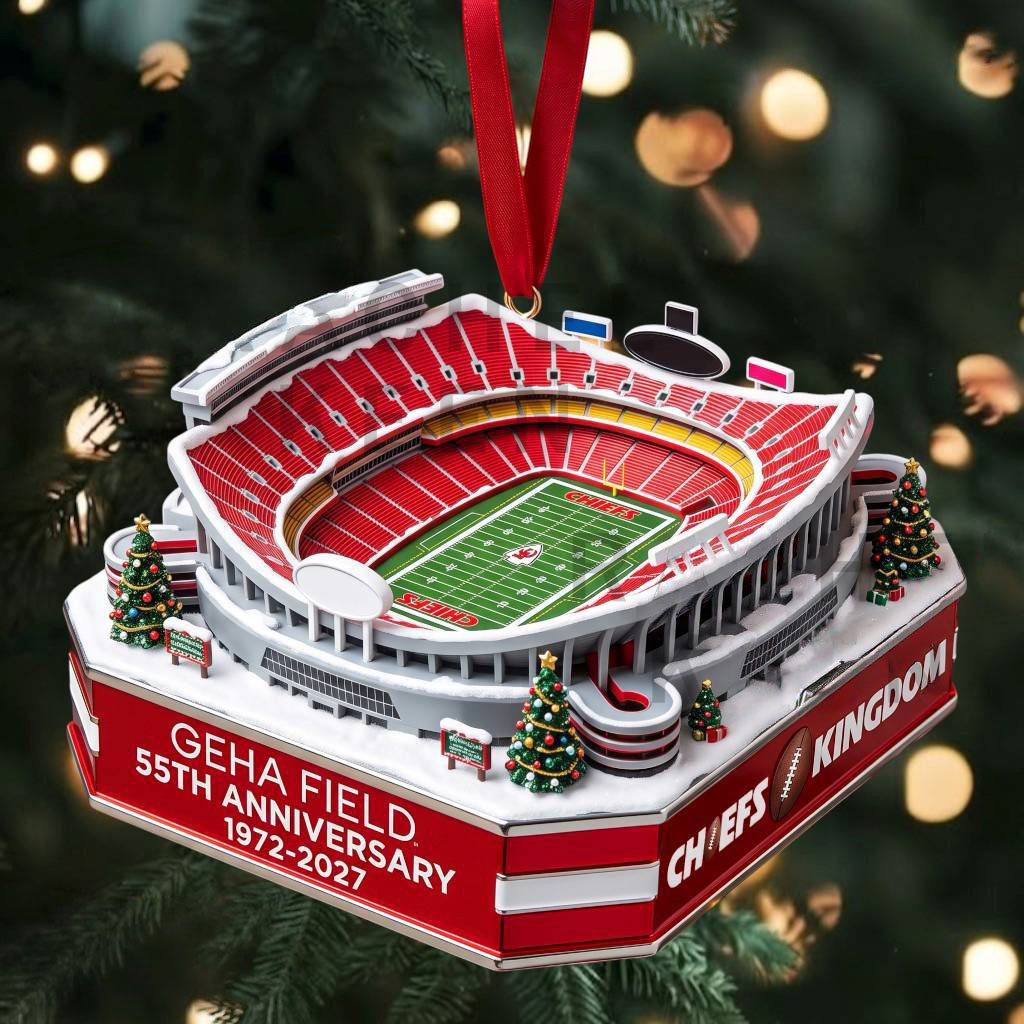 Kansas City Chiefs 1972-2027 55th anniversary GEHA Field Christmas Ornament KC Chiefs Merch