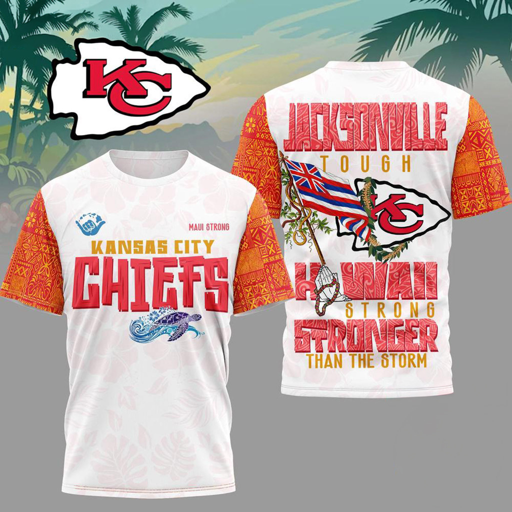 Kansas City Chiefs 2026 NFL Hawaii Strong T-Shirt Stronger Than The Storm Shirt KC Chiefs Merch