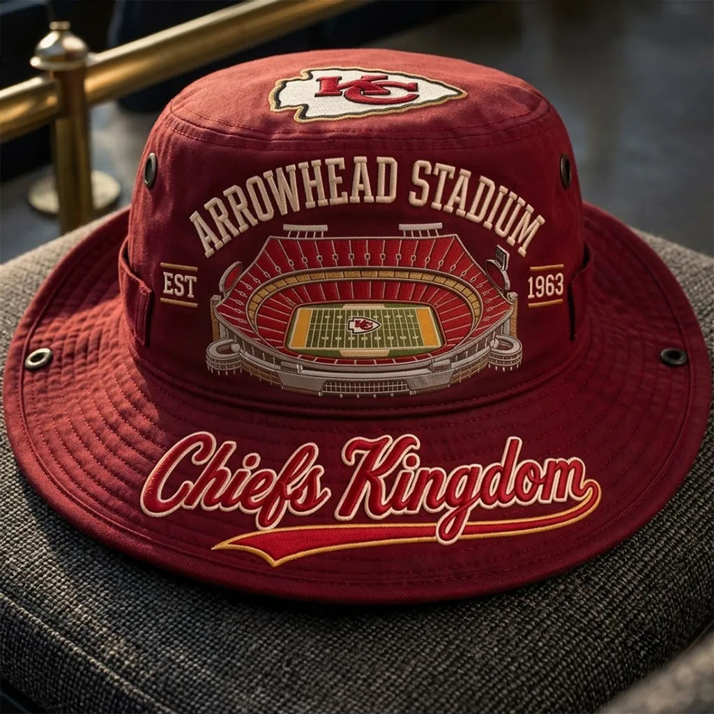 Kansas City Chiefs Arrowhead Stadium Red Bucket Hat KC Chiefs Merch Gift For Football Lovers