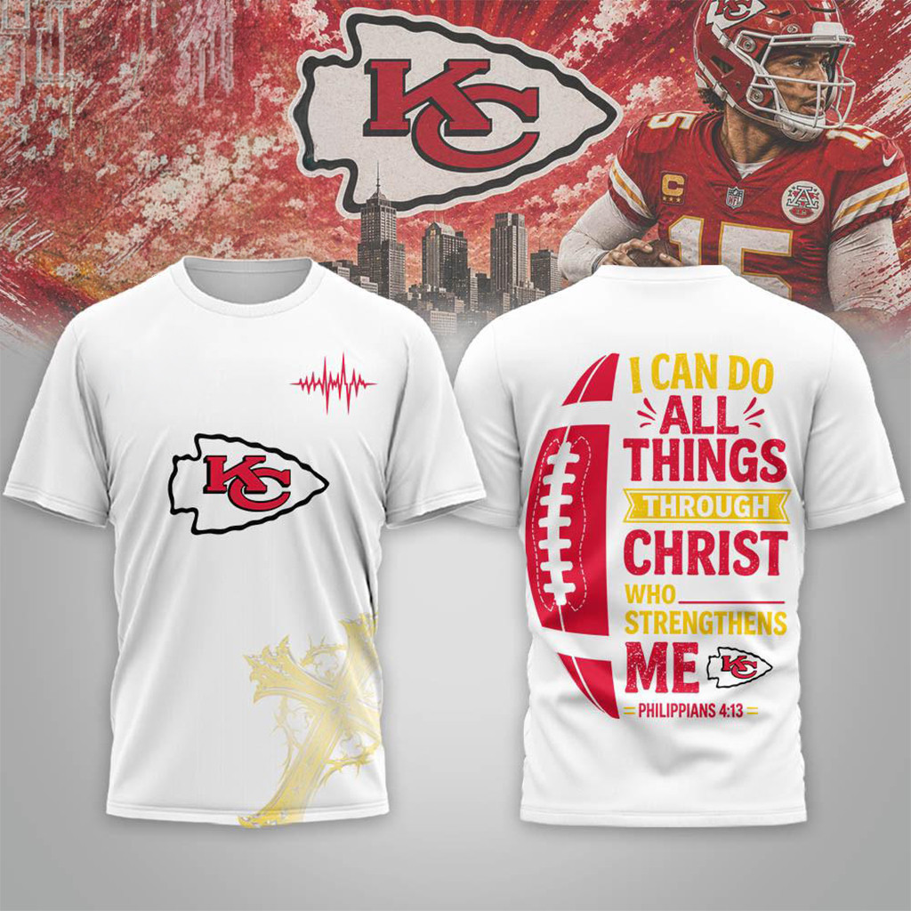 Kansas City Chiefs Christ Strengthens Me T-Shirt 2026 KC Chiefs Merch Jesus Lover Gift Ideas