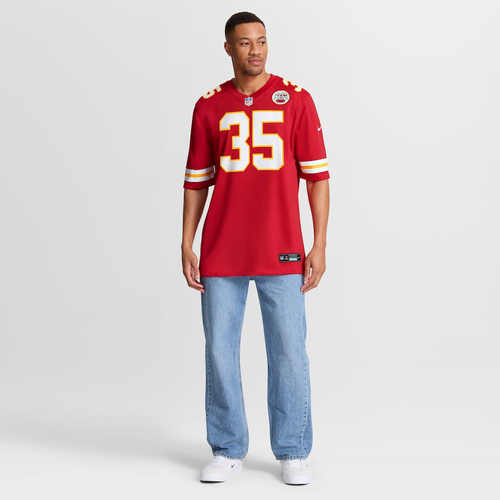 Kansas City Chiefs Merch - Men's Christian Okoye Game Retired Player Jersey, Red - Birthday Gift For Football Lover