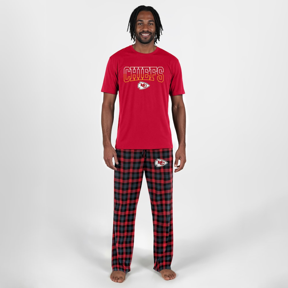 Kansas City Chiefs Merch - Men's Concepts Sport Highland Sleep Set, Red - Presents For Football Lovers