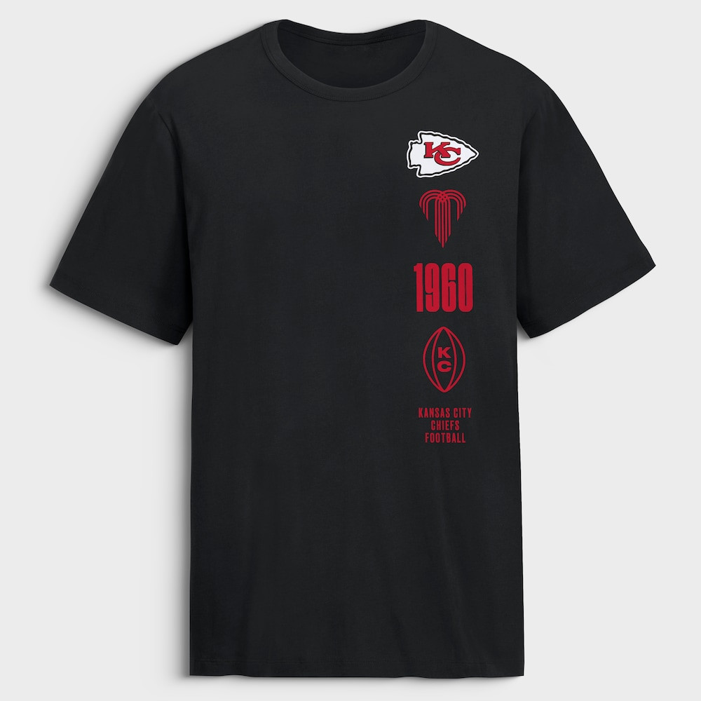 Kansas City Chiefs Merch - Men's Fanatics Breaking Tackles Legacy Cotton T-Shirt, Black - American Football Gifts