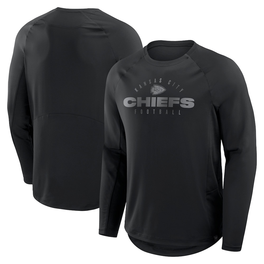 Kansas City Chiefs Merch - Men's Fanatics Coverage Scheme Long Sleeve T-Shirt, Big & Tall, Black - Christmas Gifts For Football Fans