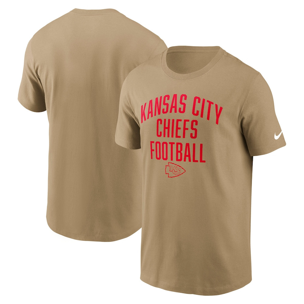 Kansas City Chiefs Merch - Men's Tan Rewind Essential T-Shirt - Football Gifts For Men