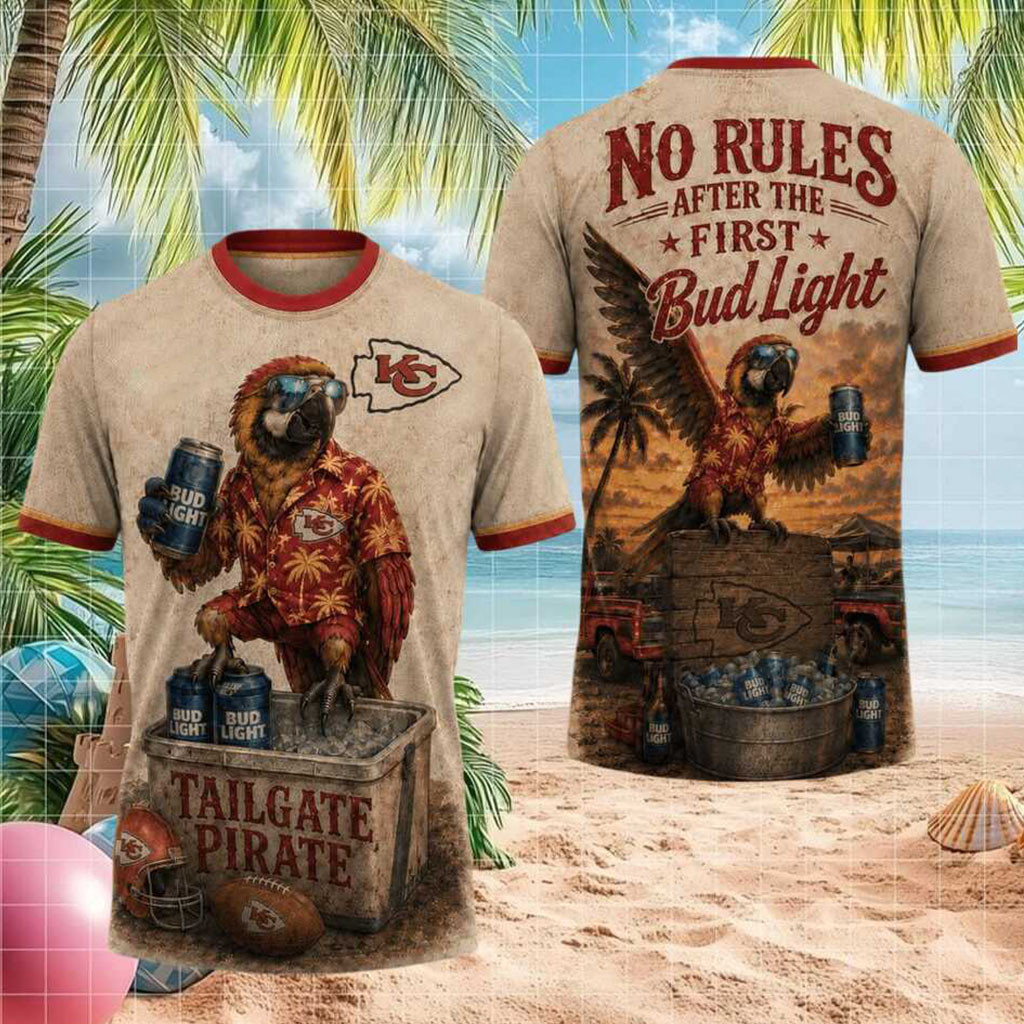 Kansas City Chiefs Tailgate Pirate Parrot Beer Drinking Shirt Chiefs Merch Gifts For Fans
