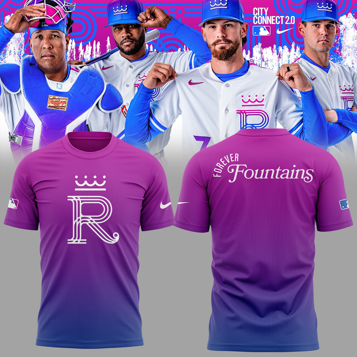 Kansas City Royals 2026 City Connect T-Shirt Forever Fountains Tee KC Royals Merch Fan Gifts