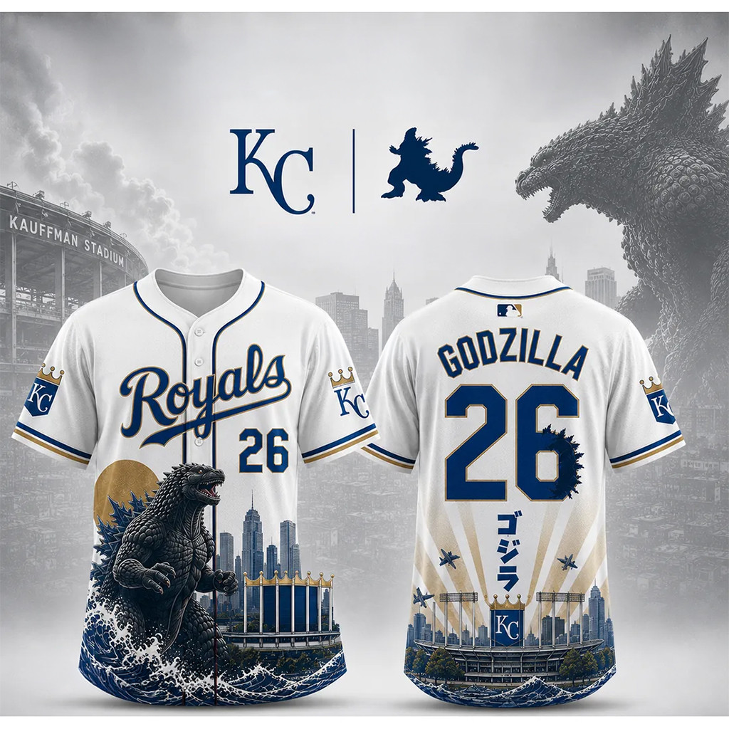Kansas City Royals X Godzilla Minus One Baseball Jersey Kansas City Royals Merch Gift
