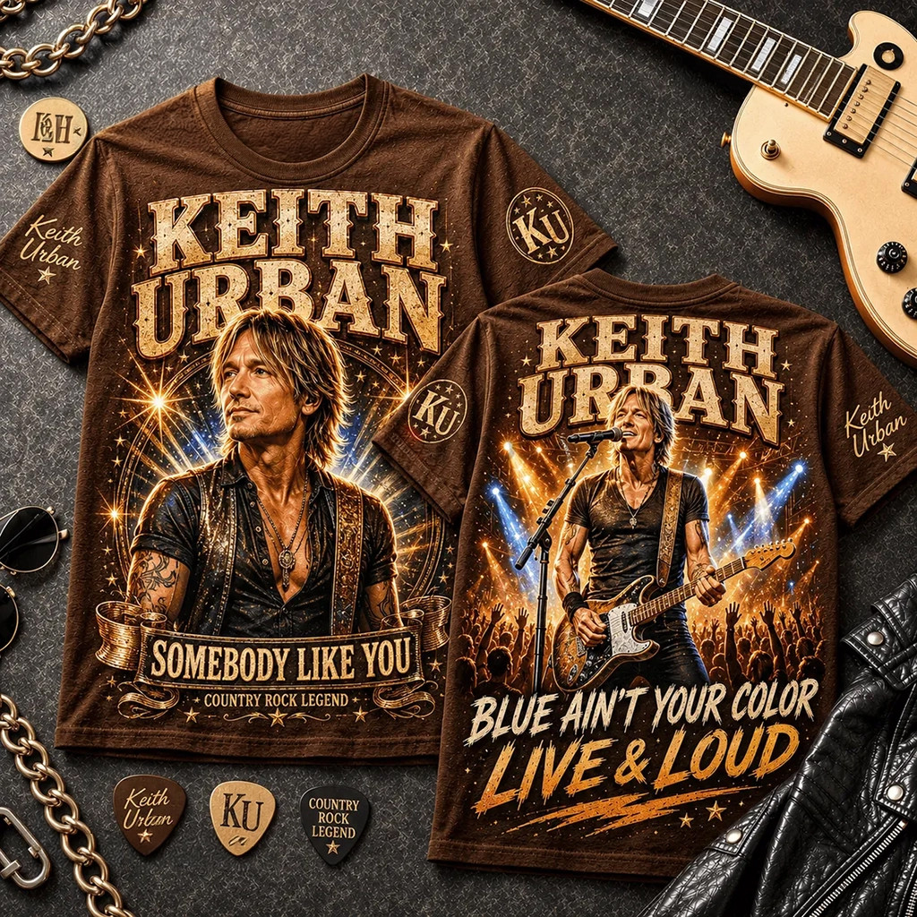 Keith Urban Blue Ain't Your Color Live And Loud Brown T-Shirt Keith Urban Merch Fan Gifts