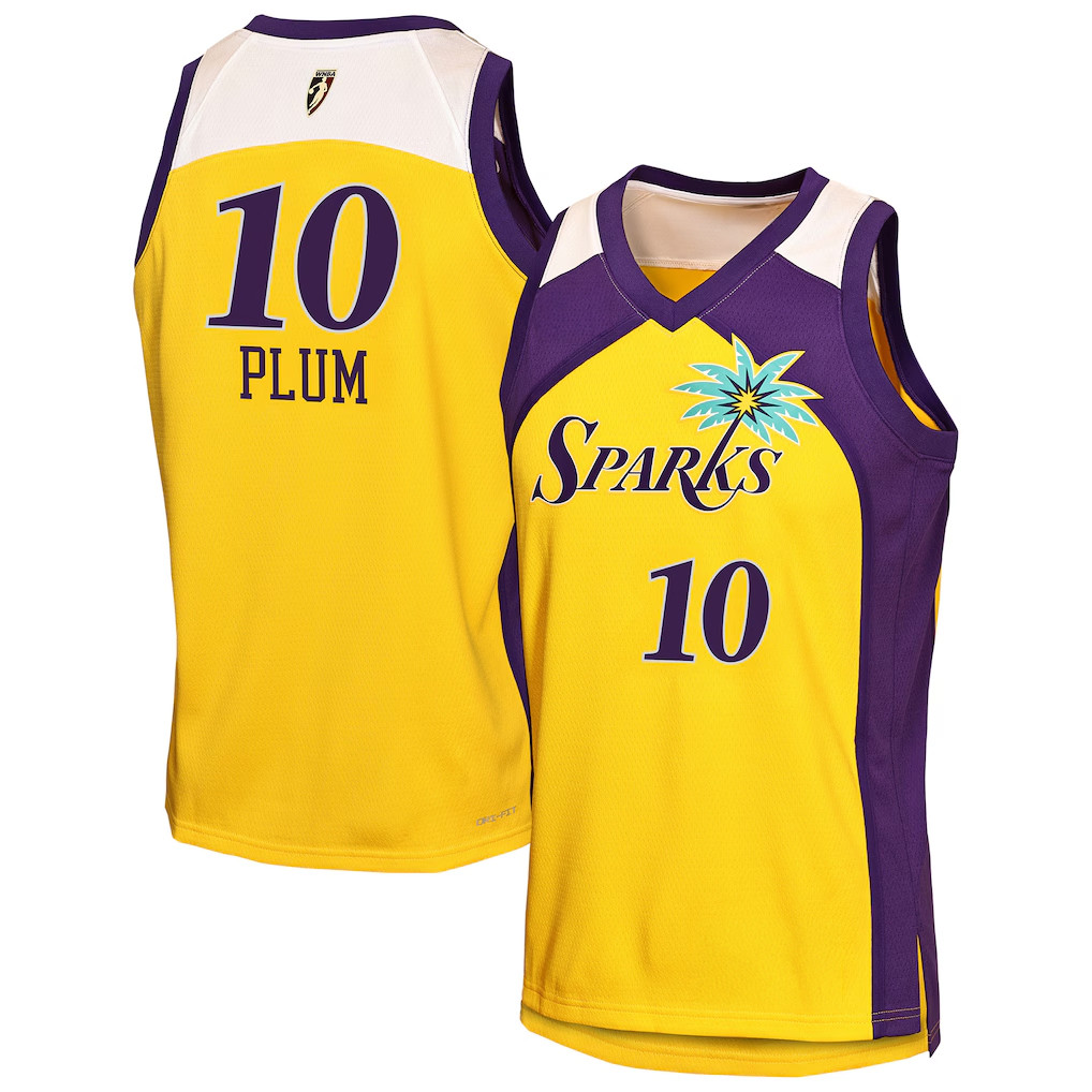 Kelsey Plum Jersey Shirt 2026 Los Angeles Sparks Merch #10 Gold Victory Swingman Jersey Gifts