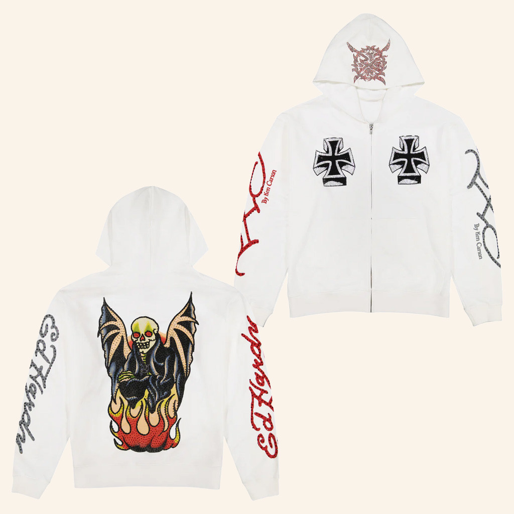 Ken Carson Merch Xman Men's Rhinestone Zip Hoodie White Christmas Presents For Boyfriend
