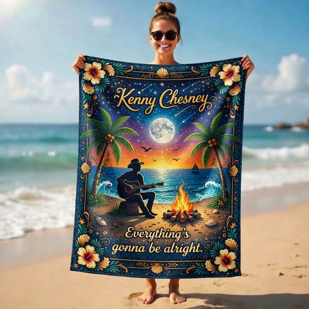 Kenny Chesney Everything's Gonna Be Alright 2026 Beach Towel Kenny Chesney Merch Music Fan Gift
