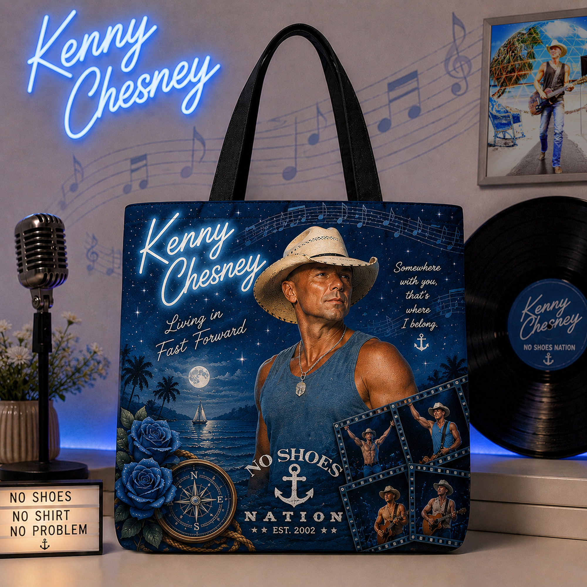 Kenny Chesney No Shoes Nation Tour Tote Bag Living In Fast Forward Handbags Kenny Chesney Merch