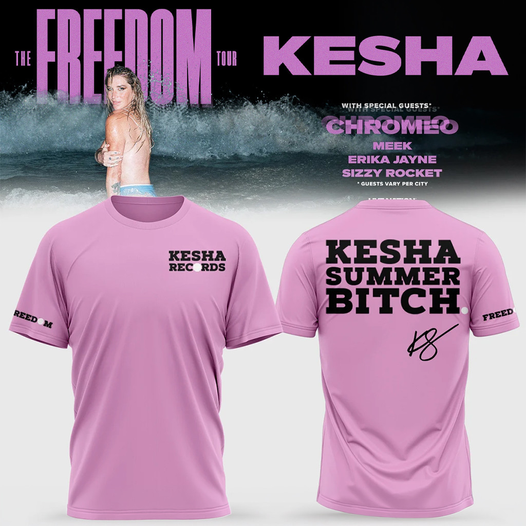 Kesha Merch 2026 The Freedom Tour T-Shirt Kesha Summer Btch Shirt Gift For Music Fans