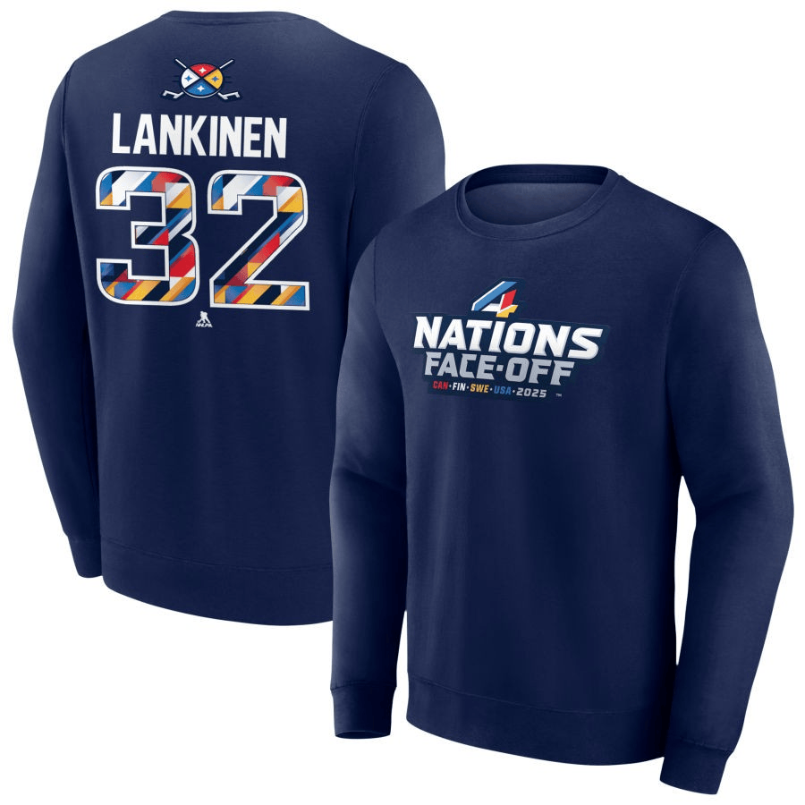 Kevin Lankinen 2025 4 Nations Face-Off Pick-A-Player Pullover Navy Sweatshirt