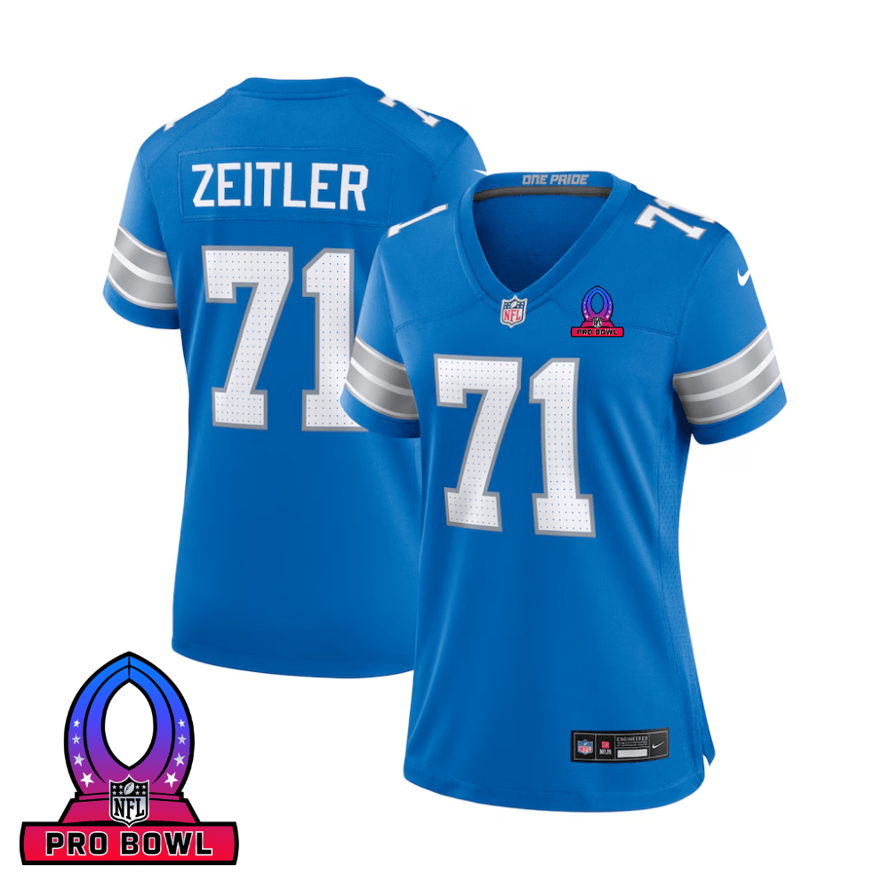 Kevin Zeitler Detroit Lions 2025 Pro Bowl Patch Game Jersey - Blue