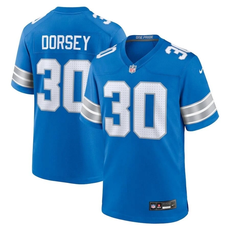 Khalil Dorsey Detroit Lions 2025 Player Game Jersey - Blue