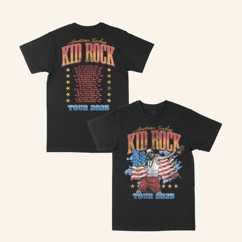 Kid Rock Merch America Photo Flag Tour T-Shirt Birthday Present For Husband