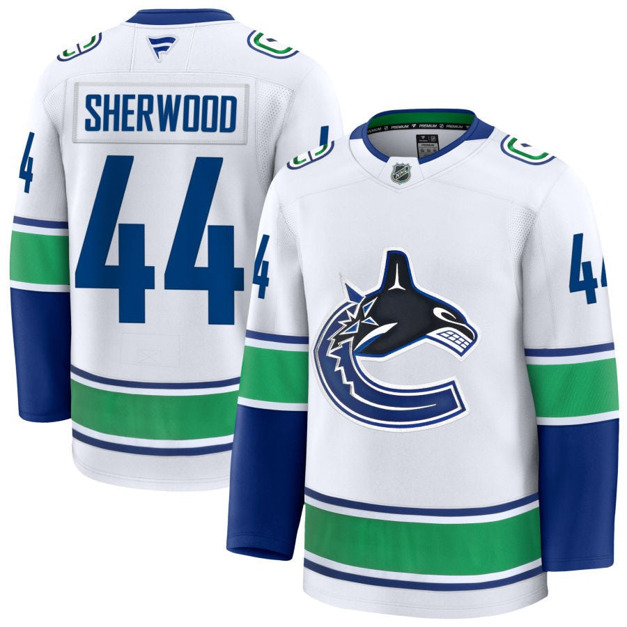 Kiefer Sherwood Vancouver Canucks 2025 Away Jersey - White 1 Kiefer Sherwood Vancouver Canucks 2025 Away Jersey - White