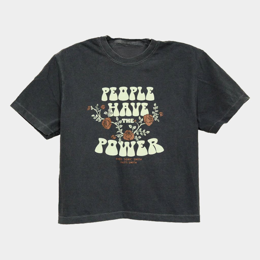 Kin Ship Goods Merch Patti Smith People Have The Power Floral Cropped T-Shirt Gifts For Her