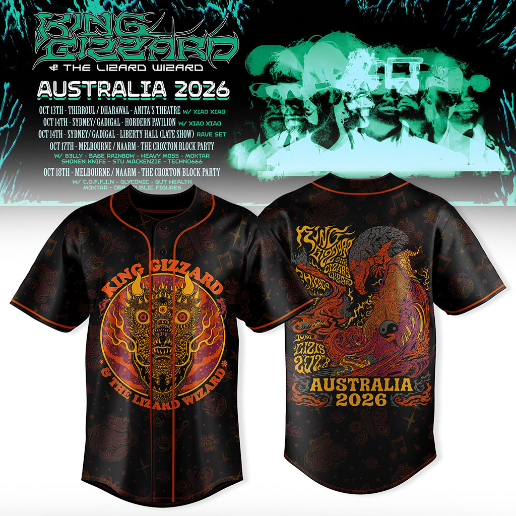 King Gizzard And The Lizard Wizard Merch Australia Tour 2026 Baseball Jersey Rock Fan Gifts
