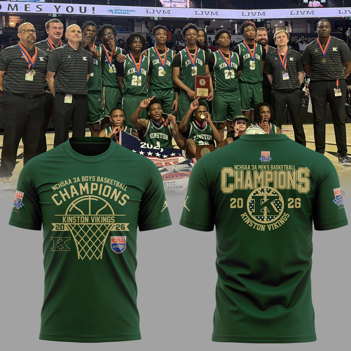 Kinston Vikings 3A Boys Basketball Champions 2026 NCHSAA Shirt Gifts For Basketball Fan