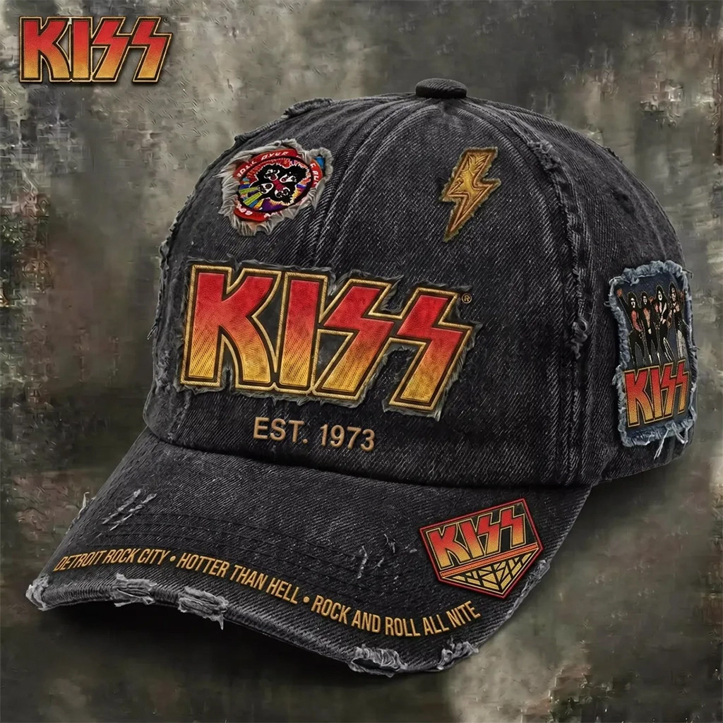 KISS Band Vintage Distressed Patches Est 1973 Black Hat KISS Band Merch Gift For Music Lovers