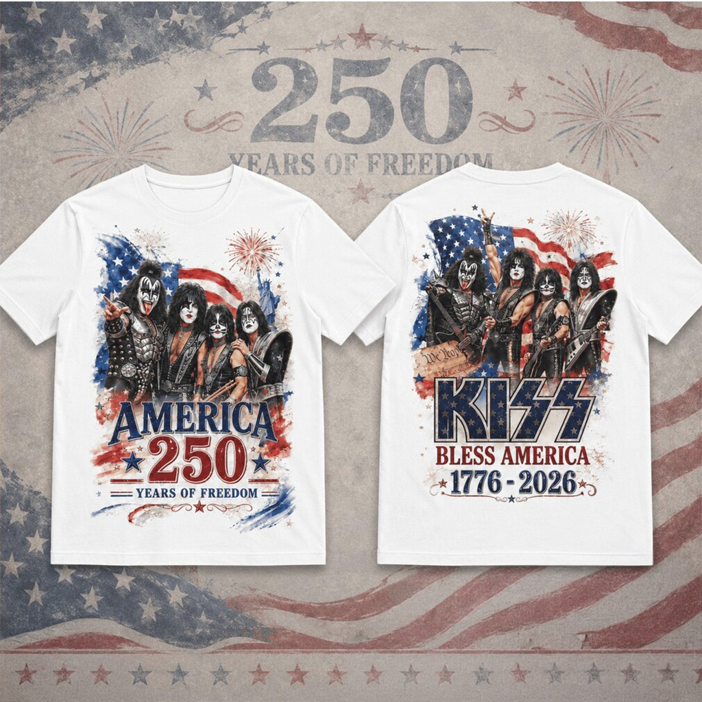 Kiss Bless America 1776 2026 Rock Band Patriotic Concert T-Shirt KISS Band Merch Best Gifts