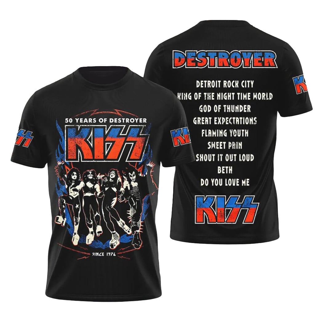 KISS Merch 50 Years Of Destroyer Rock Band 1976 2026 Vintage Shirt Fans Gear